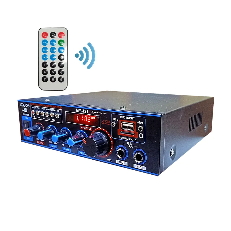 Mini Integrated Bluetooth Amplifier Stereo USB TF Power 12V Digital Receiver Rack Mount Karaoke Home Stereo Bluetooth Amplifier