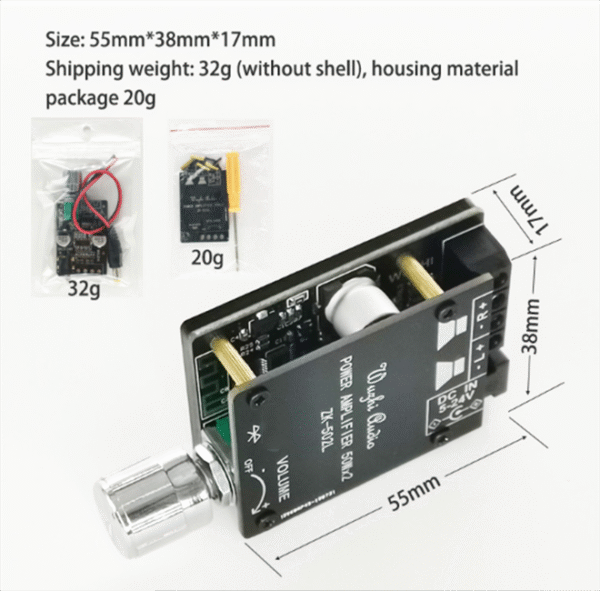 ZK-502L MINI BT 5.0 DC 5-24V Wireless Audio Digital Power amplifier - Image 3