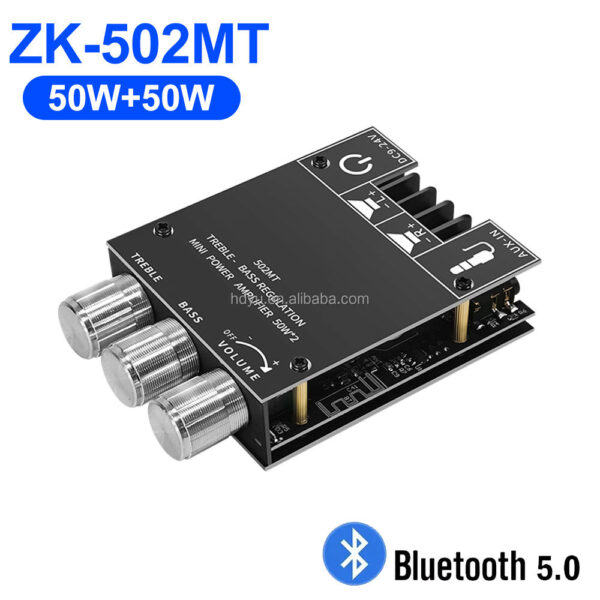 ZK-502MT 2.0 Stereo Power Amplifier Bluetooths Audio Digital HIFI Power Amplifier Board Module Bass Treble Amplifier 502MT - Image 7